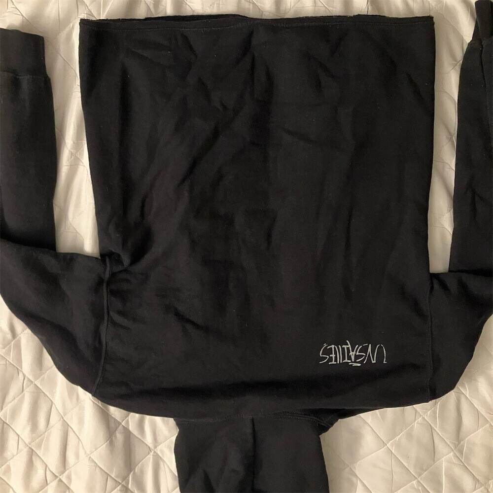 Uvsailles Riot Hoodie Men's Small Black White Graphic Pullover Streetwear - Picture 2 of 2